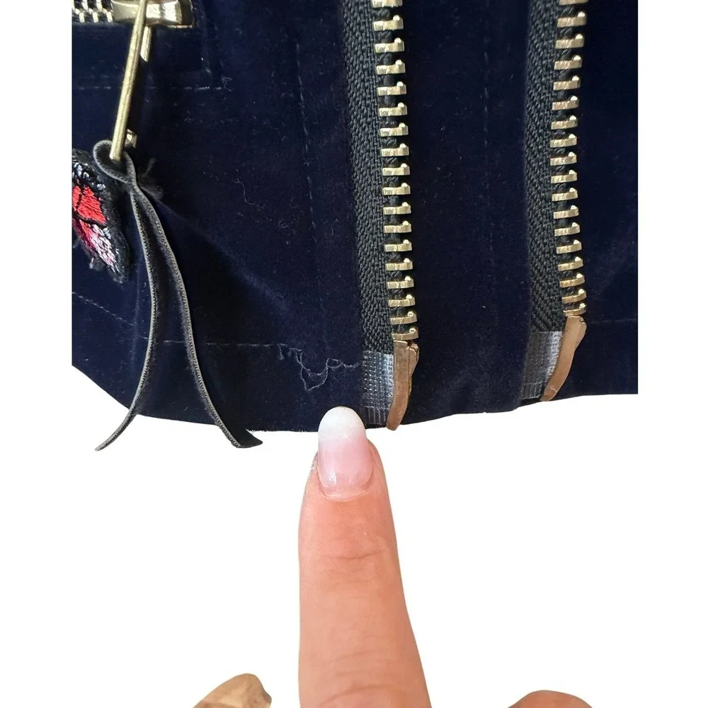 Lola + The Boys Navy Velvet Butterfly Moto Jacket‎ - Kids Size 4